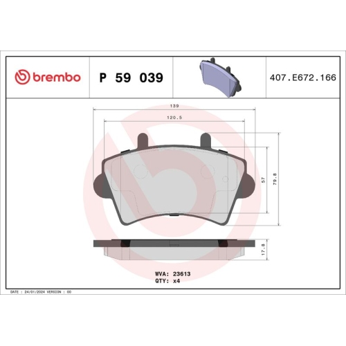 BREMBO Bremsbelagsatz, Scheibenbremse PRIME LINE