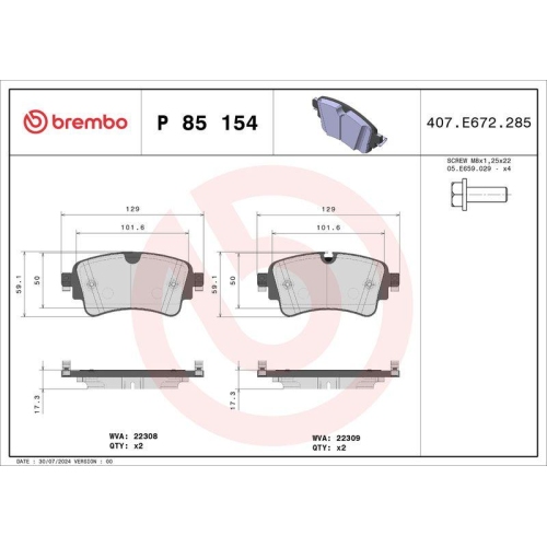 BREMBO Bremsbelagsatz, Scheibenbremse PRIME LINE