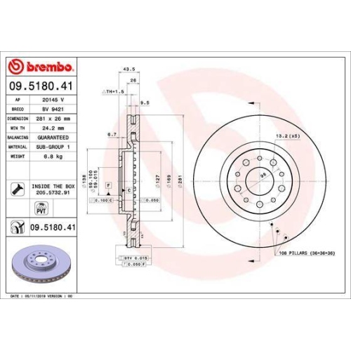 BREMBO Bremsscheibe PRIME LINE - UV Coated