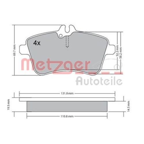 METZGER Bremsbelagsatz, Scheibenbremse GREENPARTS