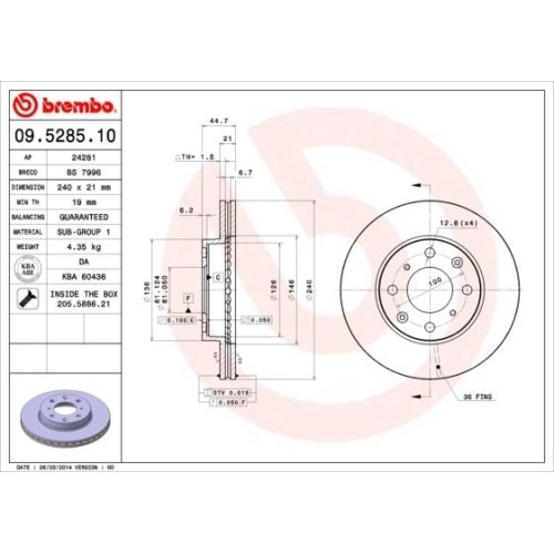 BREMBO Bremsscheibe PRIME LINE - UV Coated