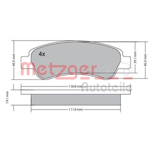 METZGER Bremsbelagsatz, Scheibenbremse