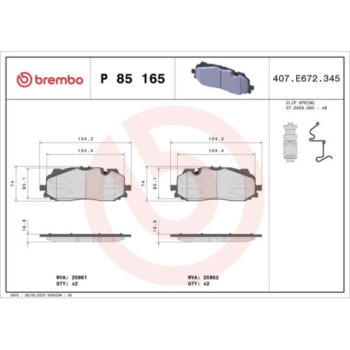 BREMBO Bremsbelagsatz, Scheibenbremse PRIME LINE