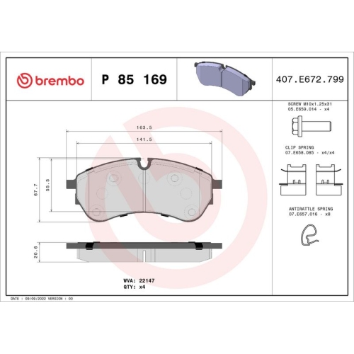 BREMBO Bremsbelagsatz, Scheibenbremse PRIME LINE