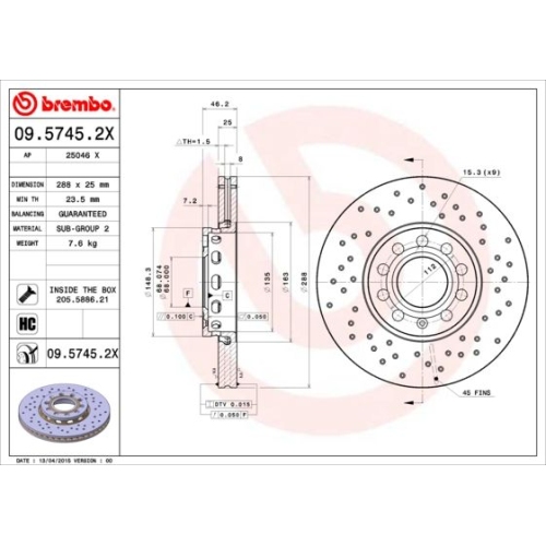 BREMBO Bremsscheibe XTRA LINE - Xtra