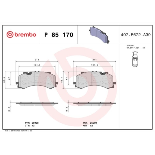 BREMBO Bremsbelagsatz, Scheibenbremse PRIME LINE