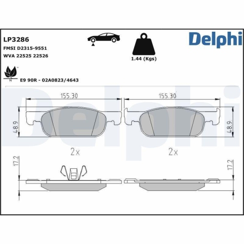 DELPHI Bremsbelagsatz, Scheibenbremse