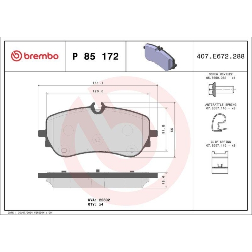 BREMBO Bremsbelagsatz, Scheibenbremse PRIME LINE