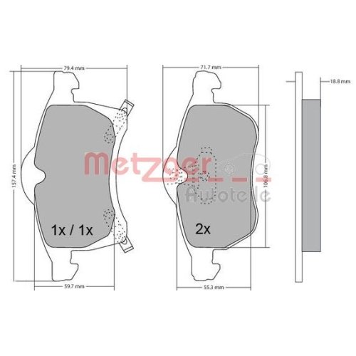 METZGER Bremsbelagsatz, Scheibenbremse