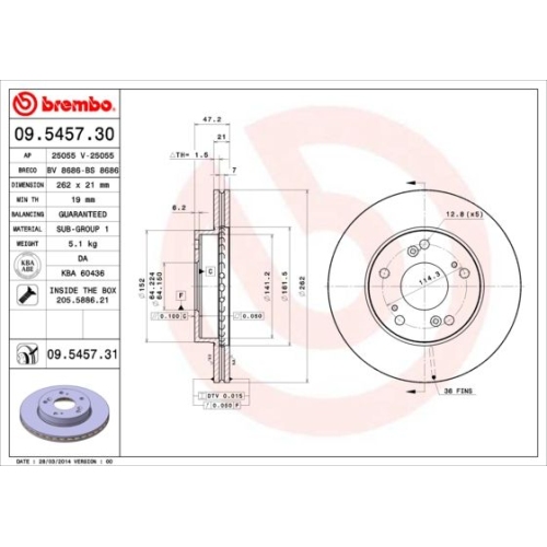 BREMBO Bremsscheibe PRIME LINE - UV Coated