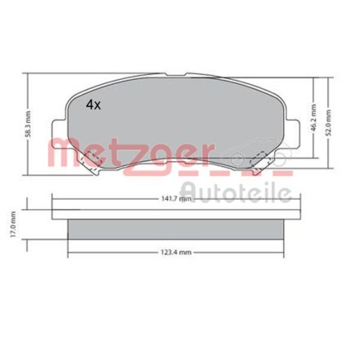 METZGER Bremsbelagsatz, Scheibenbremse