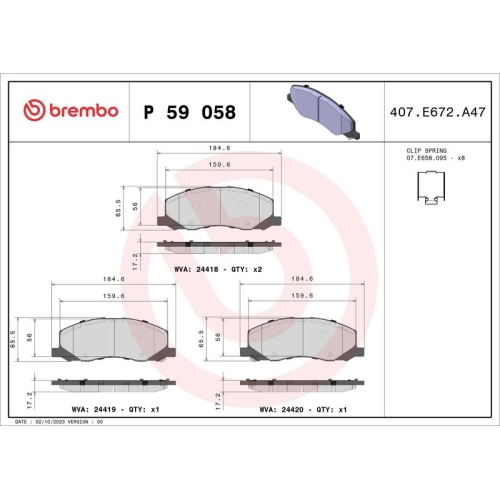 BREMBO Bremsbelagsatz, Scheibenbremse PRIME LINE