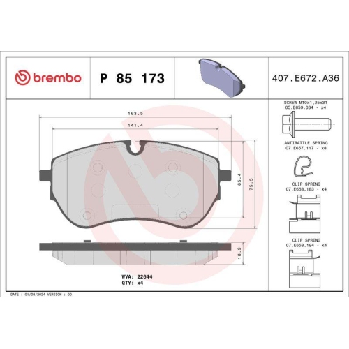 BREMBO Bremsbelagsatz, Scheibenbremse PRIME LINE