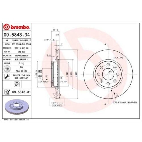 BREMBO Bremsscheibe PRIME LINE - UV Coated