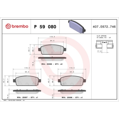 BREMBO Bremsbelagsatz, Scheibenbremse XTRA LINE