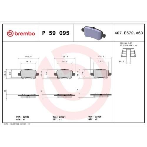 BREMBO Bremsbelagsatz, Scheibenbremse PRIME LINE