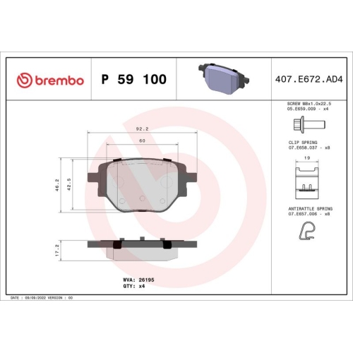 BREMBO Bremsbelagsatz, Scheibenbremse PRIME LINE