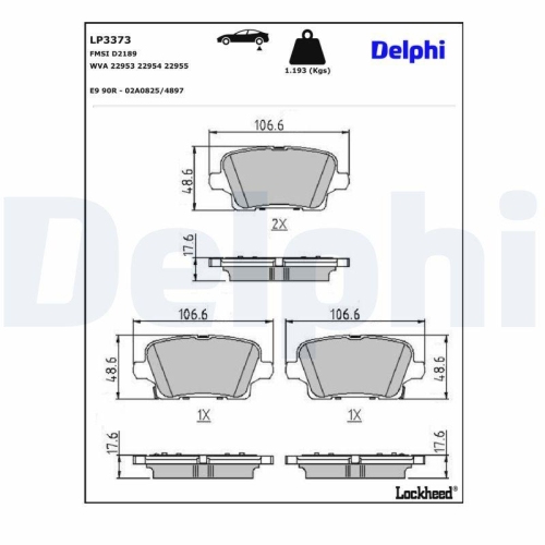 DELPHI Bremsbelagsatz, Scheibenbremse