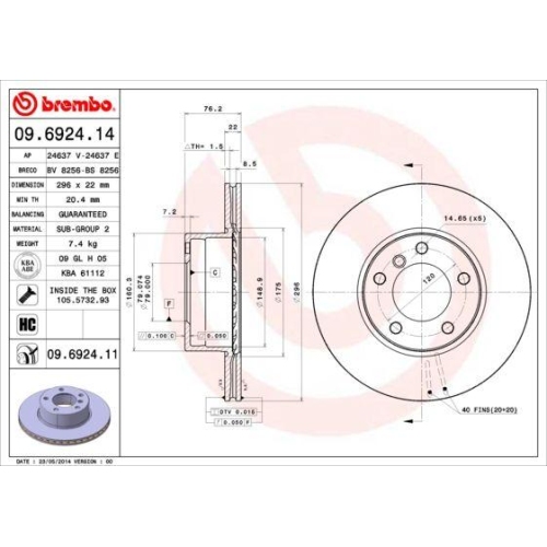 BREMBO Bremsscheibe PRIME LINE - UV Coated