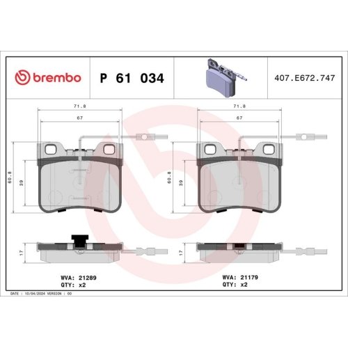 BREMBO Bremsbelagsatz, Scheibenbremse PRIME LINE