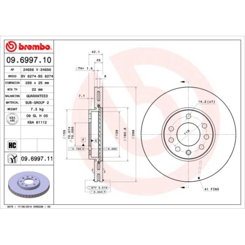 BREMBO Bremsscheibe PRIME LINE - UV Coated