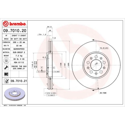 BREMBO Bremsscheibe PRIME LINE - UV Coated