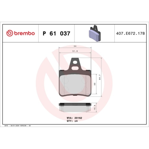 BREMBO Bremsbelagsatz, Scheibenbremse PRIME LINE