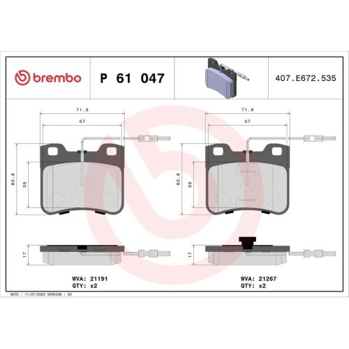 BREMBO Bremsbelagsatz, Scheibenbremse PRIME LINE