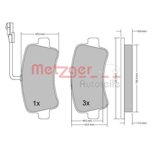 METZGER Bremsbelagsatz, Scheibenbremse GREENPARTS