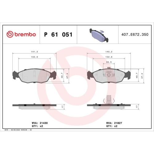 BREMBO Bremsbelagsatz, Scheibenbremse PRIME LINE