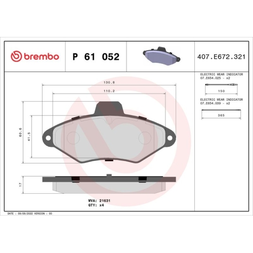 BREMBO Bremsbelagsatz, Scheibenbremse PRIME LINE