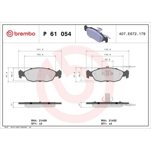 BREMBO Bremsbelagsatz, Scheibenbremse PRIME LINE