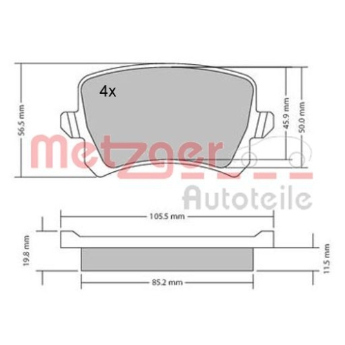 METZGER Bremsbelagsatz, Scheibenbremse