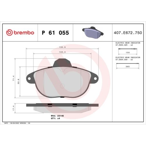 BREMBO Bremsbelagsatz, Scheibenbremse PRIME LINE