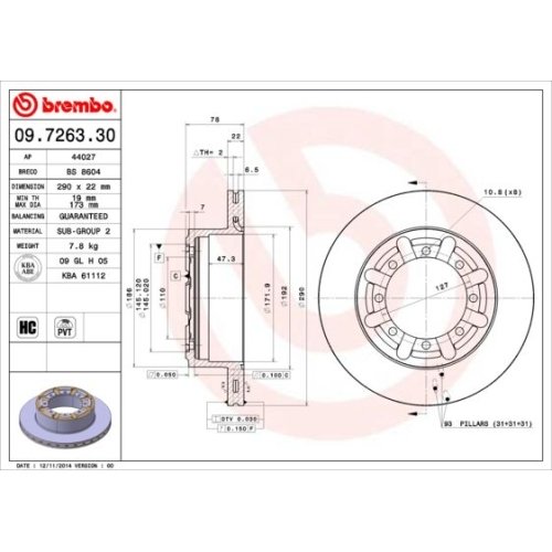 BREMBO Bremsscheibe PRIME LINE