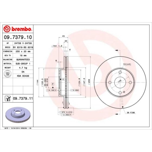 BREMBO Bremsscheibe PRIME LINE - UV Coated