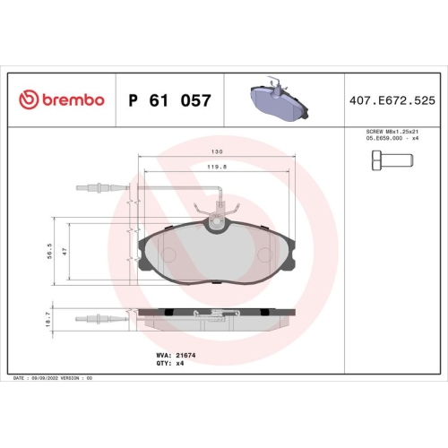 BREMBO Bremsbelagsatz, Scheibenbremse PRIME LINE