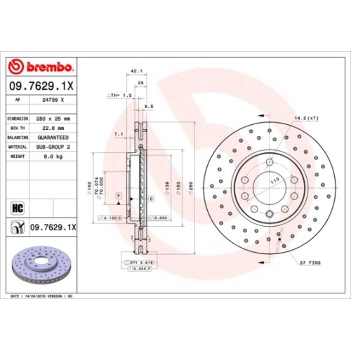 BREMBO Bremsscheibe XTRA LINE - Xtra