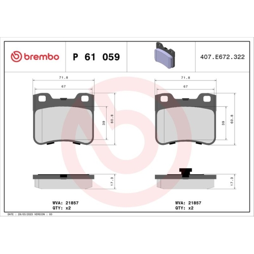 BREMBO Bremsbelagsatz, Scheibenbremse PRIME LINE