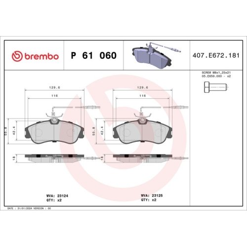 BREMBO Bremsbelagsatz, Scheibenbremse PRIME LINE