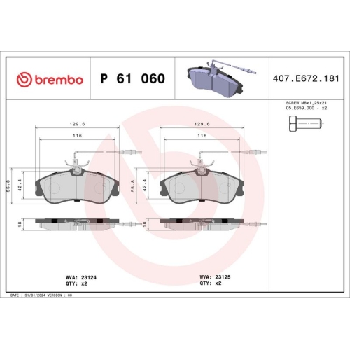 BREMBO Bremsbelagsatz, Scheibenbremse PRIME LINE