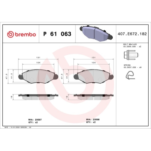 BREMBO Bremsbelagsatz, Scheibenbremse PRIME LINE