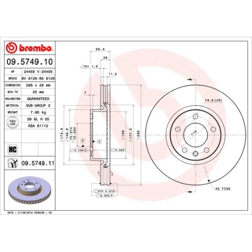 BREMBO Bremsscheibe PRIME LINE - UV Coated