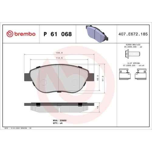 BREMBO Bremsbelagsatz, Scheibenbremse PRIME LINE