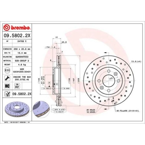 BREMBO Bremsscheibe XTRA LINE - Xtra