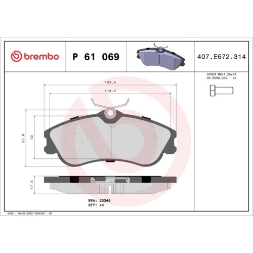 BREMBO Bremsbelagsatz, Scheibenbremse PRIME LINE