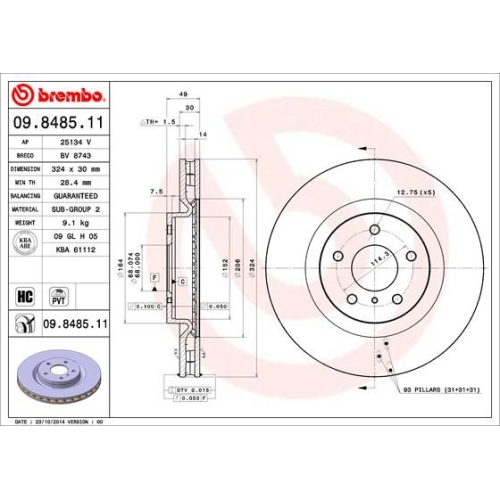 BREMBO Bremsscheibe PRIME LINE - UV Coated