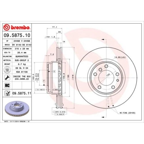 BREMBO Bremsscheibe PRIME LINE - UV Coated