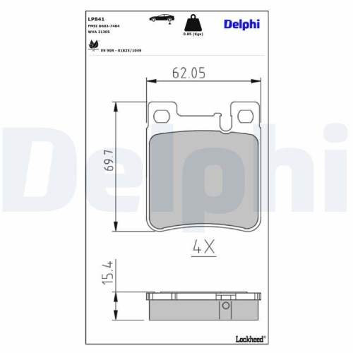 DELPHI Bremsbelagsatz, Scheibenbremse