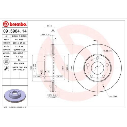 BREMBO Bremsscheibe PRIME LINE